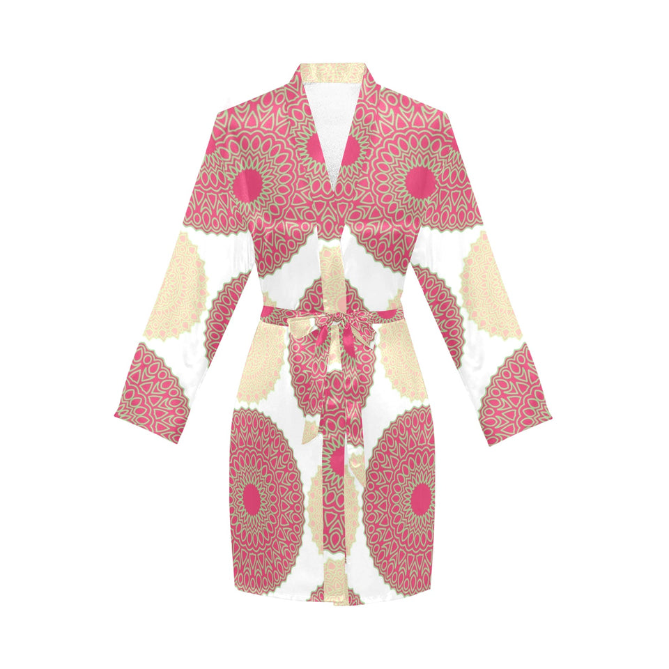 Circle indian pattern Women's Long Sleeve Belted Night Robe
