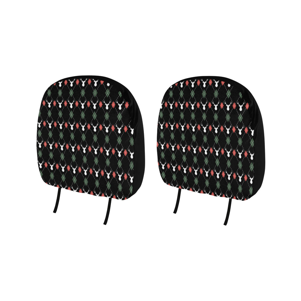 Deer Christmas new year pattern argyle Car Headrest Cover