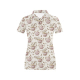 Tea pots Pattern Print Design 03 Women's All Over Print Polo Shirt