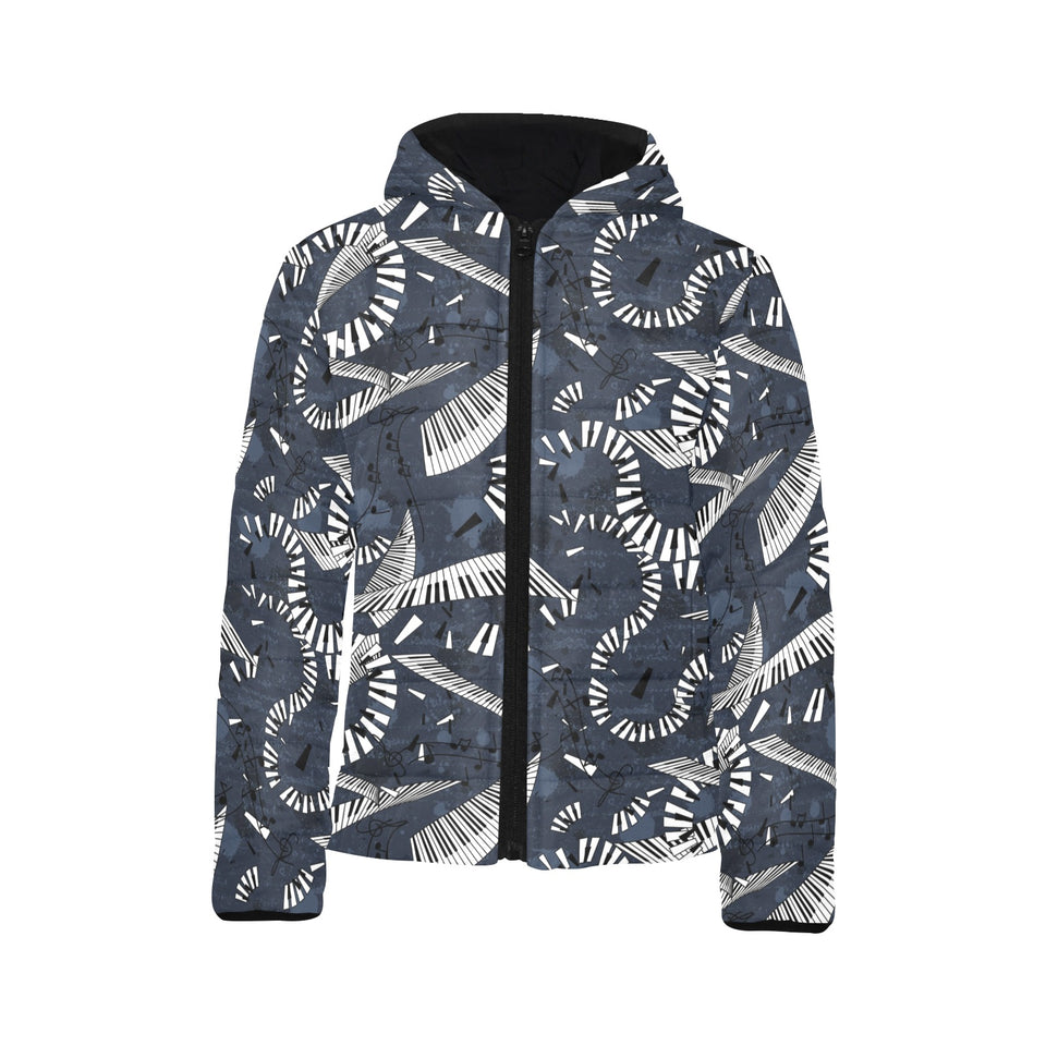 Piano Pattern Print Design 02 Kids' Boys' Girls' Padded Hooded Jacket