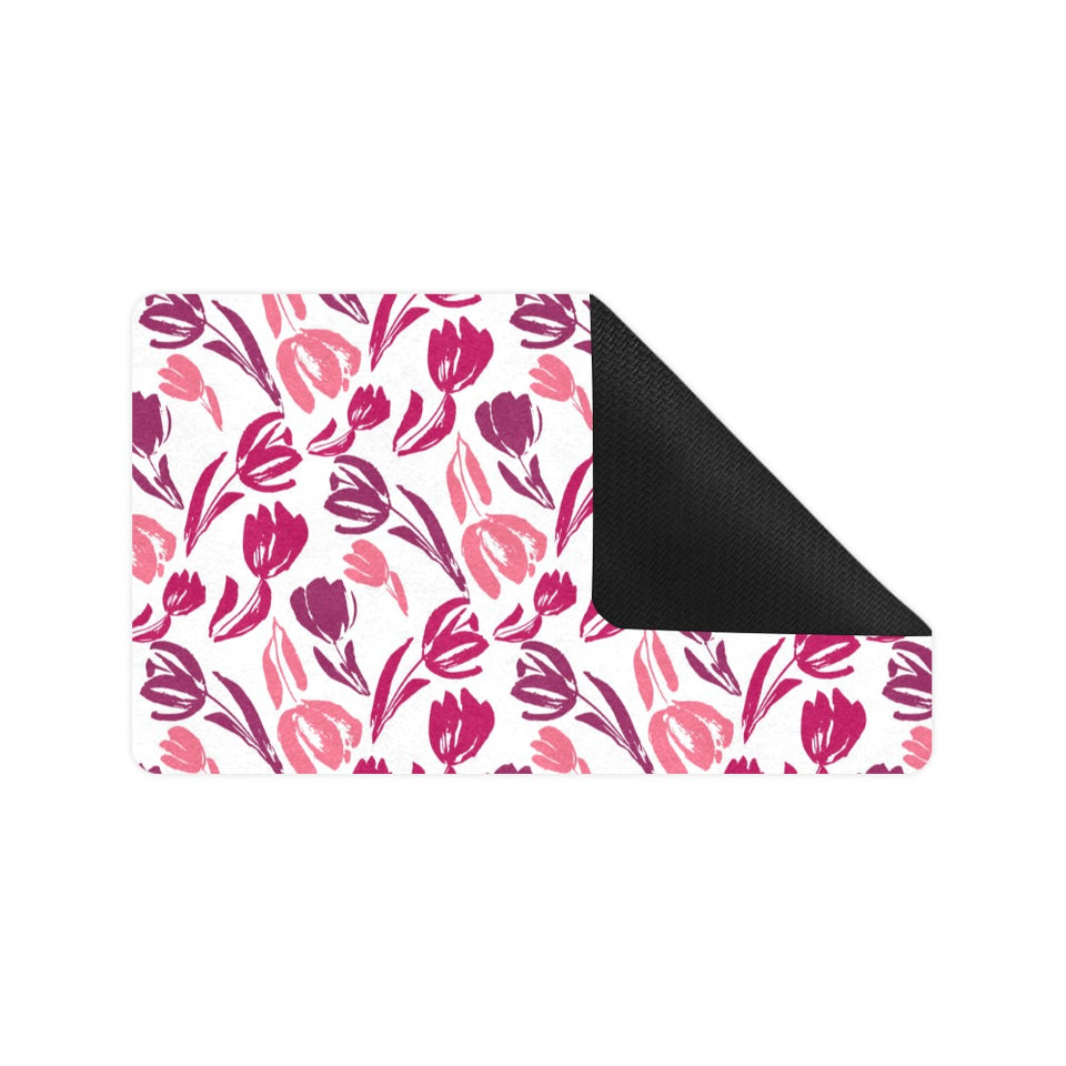 pink sketch tulip pattern Doormat