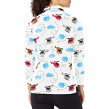 Watercolor helicopter cloud pattern Women's Long Sleeve Polo Shirt
