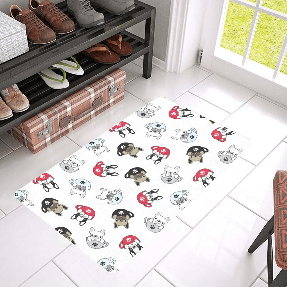 French bulldog cup paw pattern Doormat
