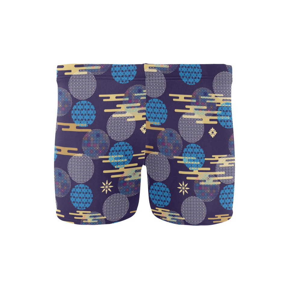 Blue japanese pattern cloud wave flower Men's Swimming Trunks