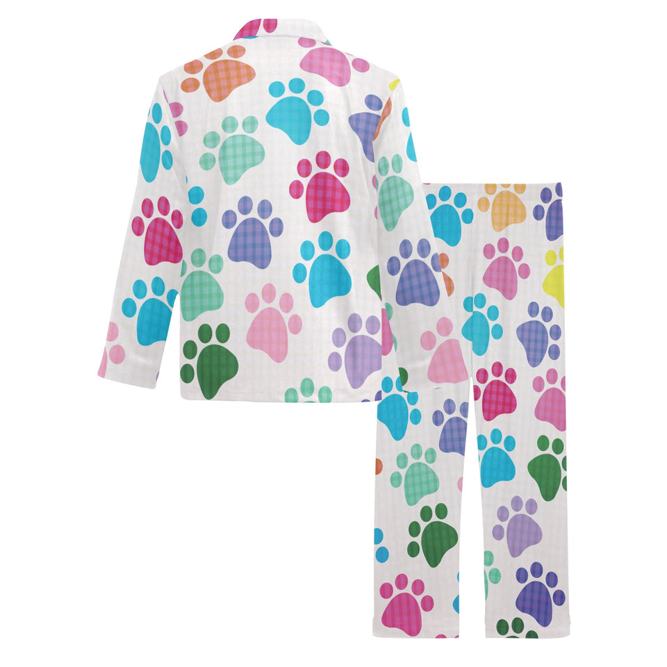Dog Paws Pattern Print Design 01 Men's Long Pajama Set