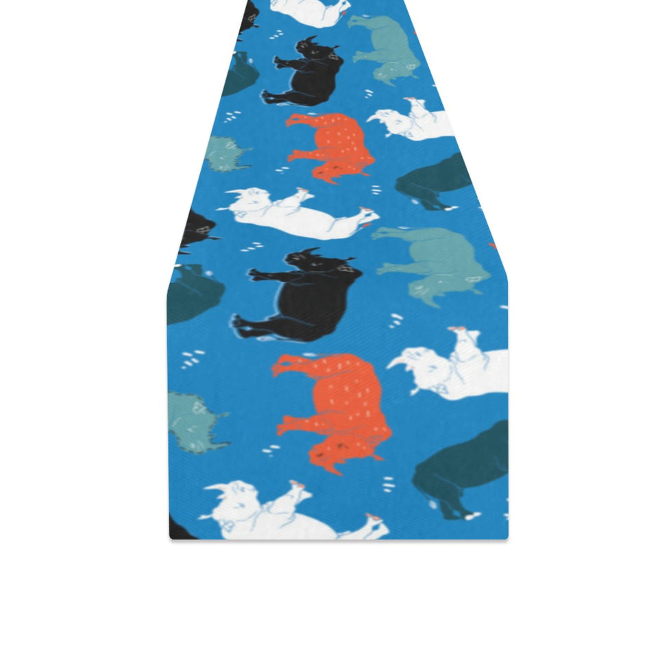 Colorful rhino pattern Table Runner