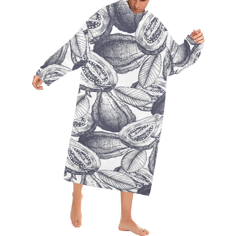 Guava tropical hand drawn pattern Blanket Robe with Sleeves