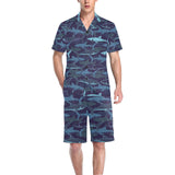 Shark pattern Men's V-Neck Short Pajama Set