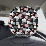 white swan blooming flower pattern Car Headrest Cover