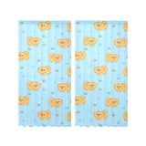 Brown cute pomeranian blue blackground Gauze Curtain