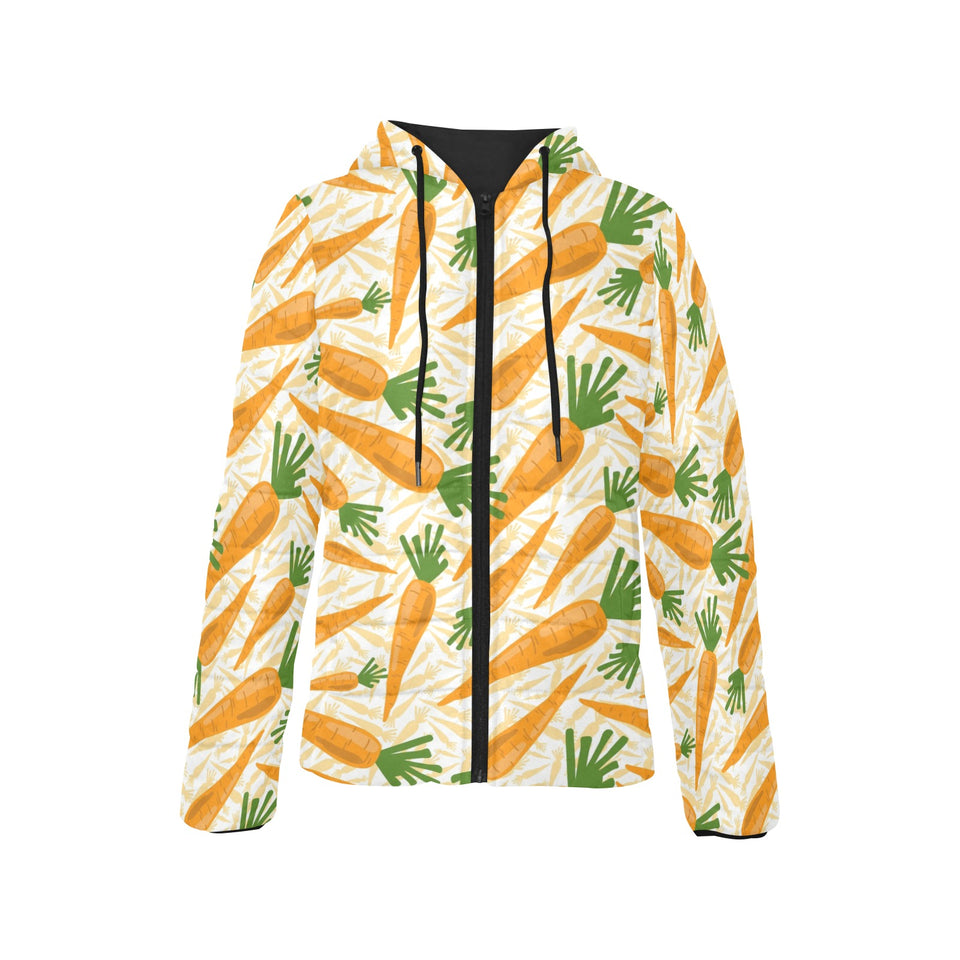 Carrot Pattern Print Design 01 Women's Padded Hooded Jacket