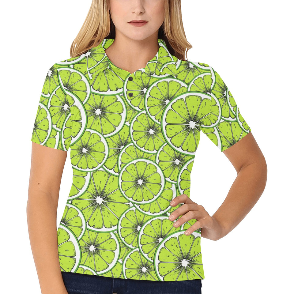 Slices of Lime design pattern Women's All Over Print Polo Shirt