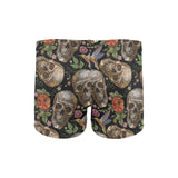 Skull rose humming bird flower pattern Men's Swimming Trunks