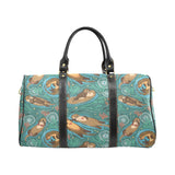 cute brown sea otters ornamental seaweed corals gr Travel Bag