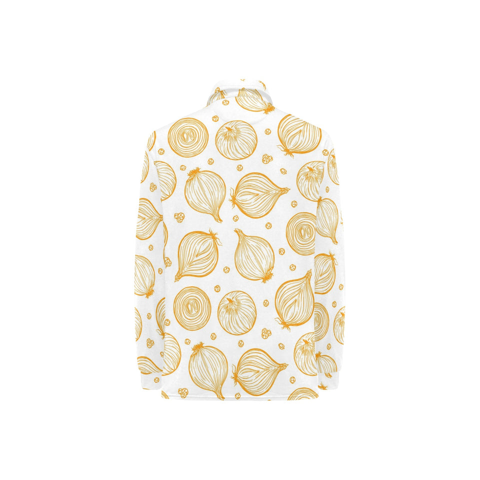 hand drawn onion pattern Women's Long Sleeve Polo Shirt