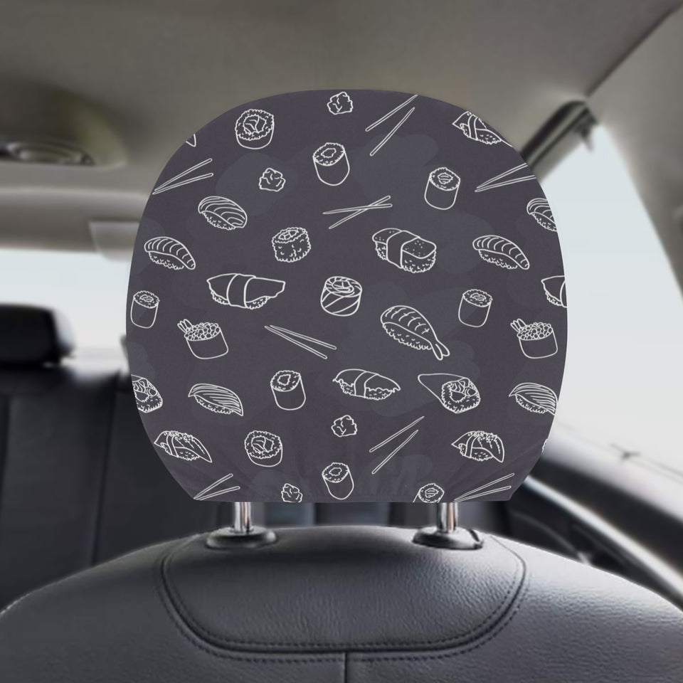 sushi pattern black background Car Headrest Cover