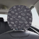 sushi pattern black background Car Headrest Cover