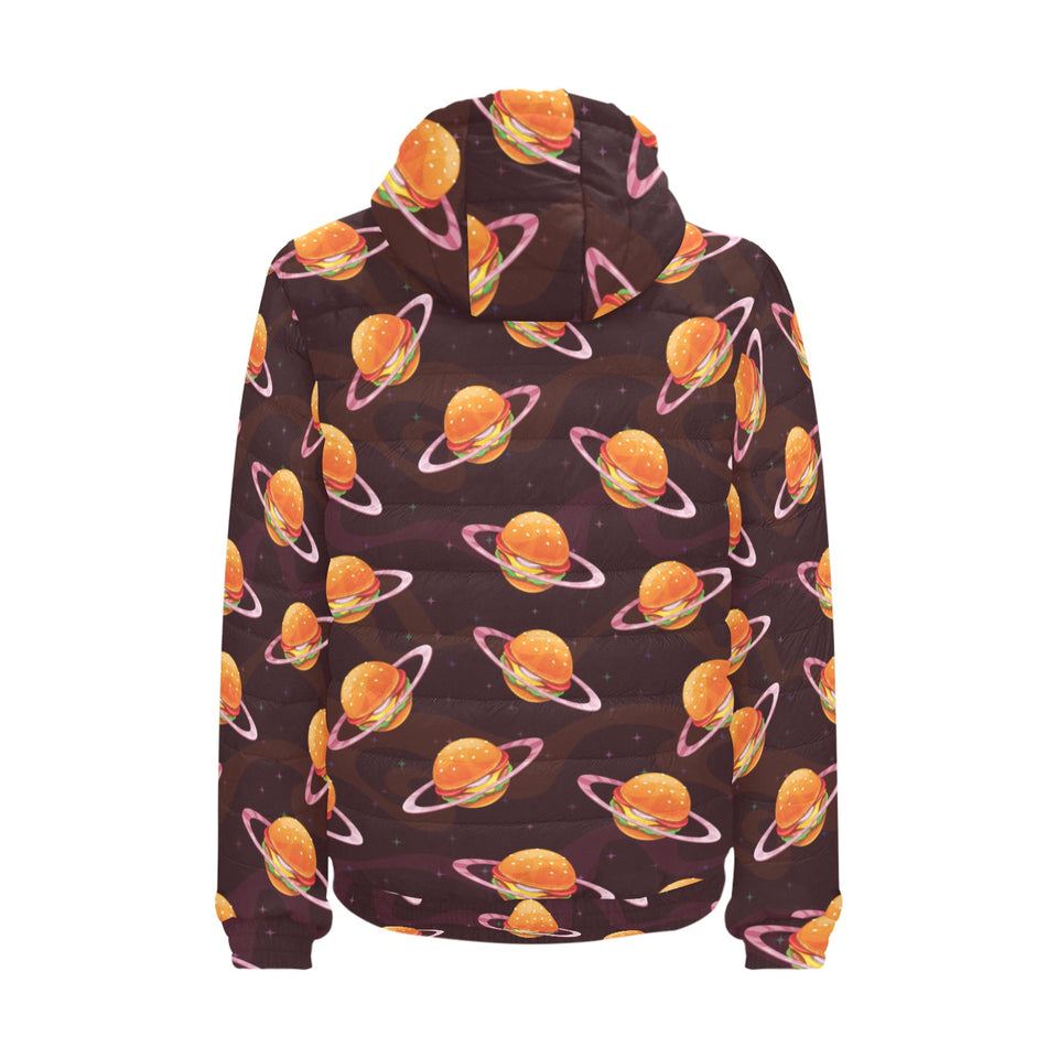 Hamburger Pattern Print Design 05 Men's Padded Hooded Jacket