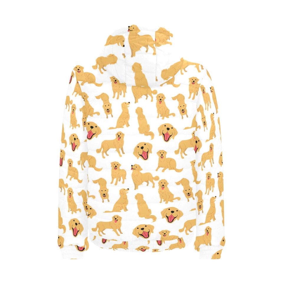 Golden Retriever Pattern Print Design 05 Men's Padded Hooded Jacket