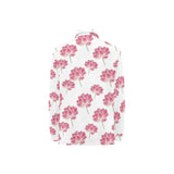 Pink lotus waterlily pattern Women's Long Sleeve Polo Shirt