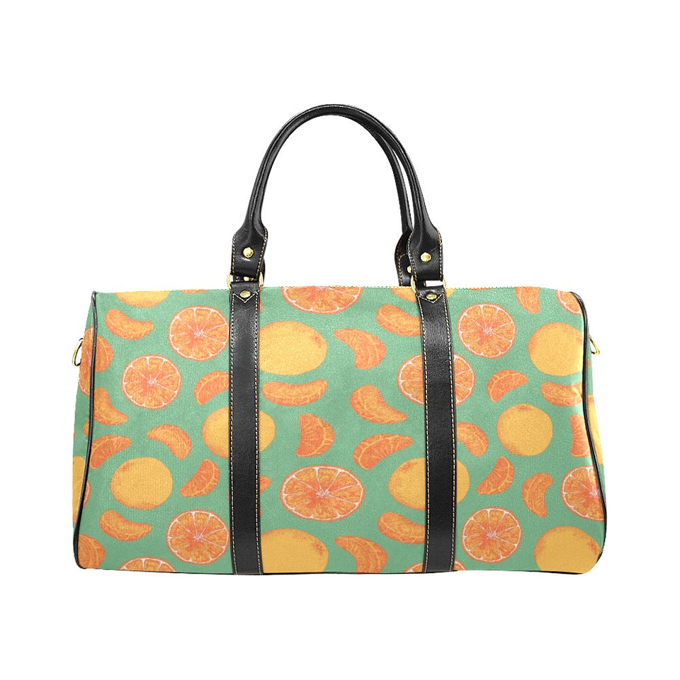 orange fruit pattern green background Travel Bag
