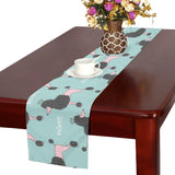 poodle dog green background Table Runner