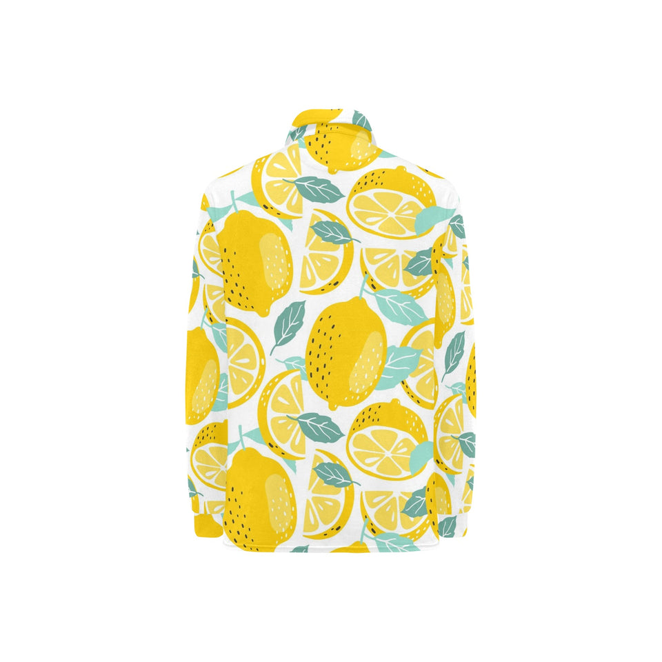 lemon design pattern Women's Long Sleeve Polo Shirt