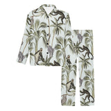 Monkey sloth lemur palm trees pattern Men's Long Pajama Set