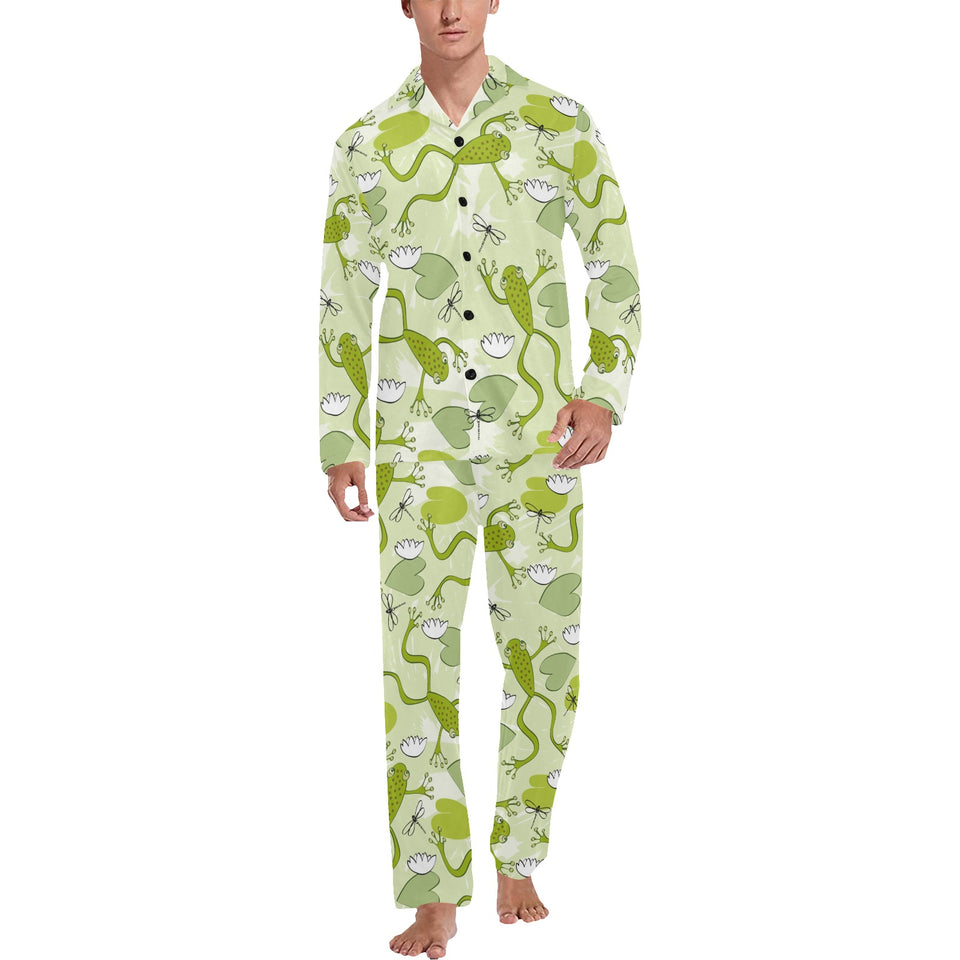 Cute frog dragonfly pattern Men's Long Pajama Set