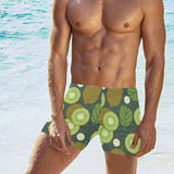 Whole sliced kiwi leave and flower Men's Swimming Trunks