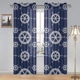 nautical steering wheel design pattern Gauze Curtain