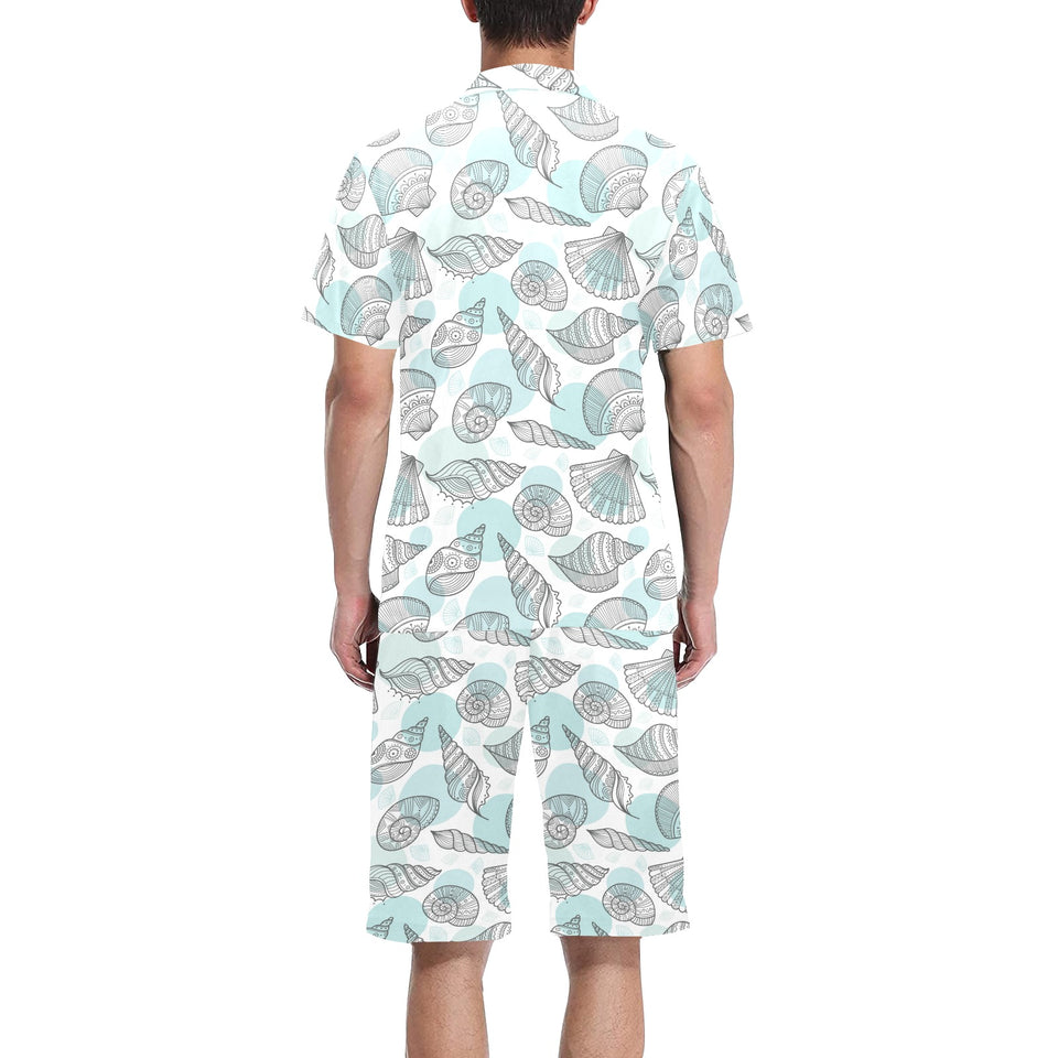 Shell polynesian tribal Men's V-Neck Short Pajama Set