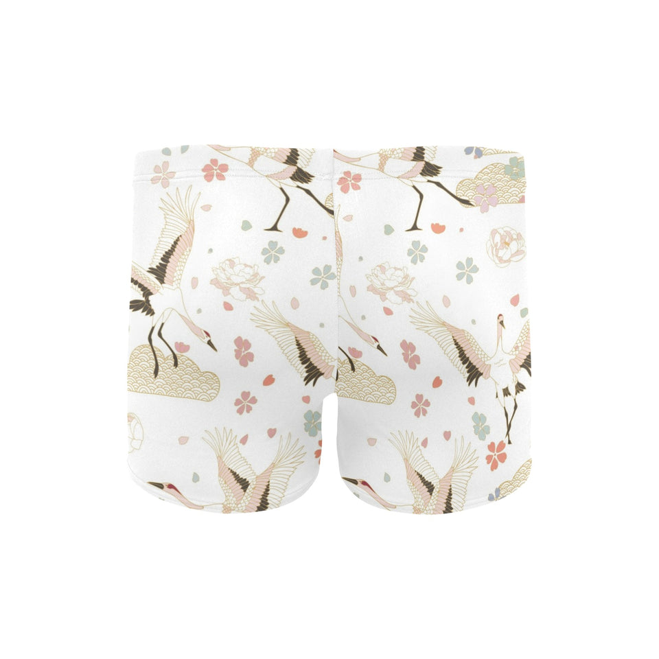 Beautiful Japanese cranes pattern Men's Swimming Trunks