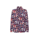 Elephant indian style ornament pattern Women's Long Sleeve Polo Shirt