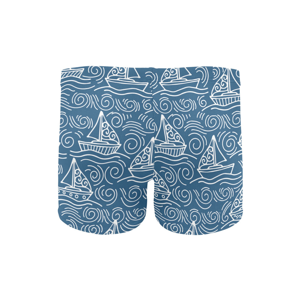Hand drawn sailboat pattern Men's Swimming Trunks