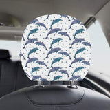 Dolphins pattern dotted background Car Headrest Cover