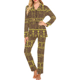 Egypt Hieroglyphics Pattern Print Design 03 Women's Long Pajama Set
