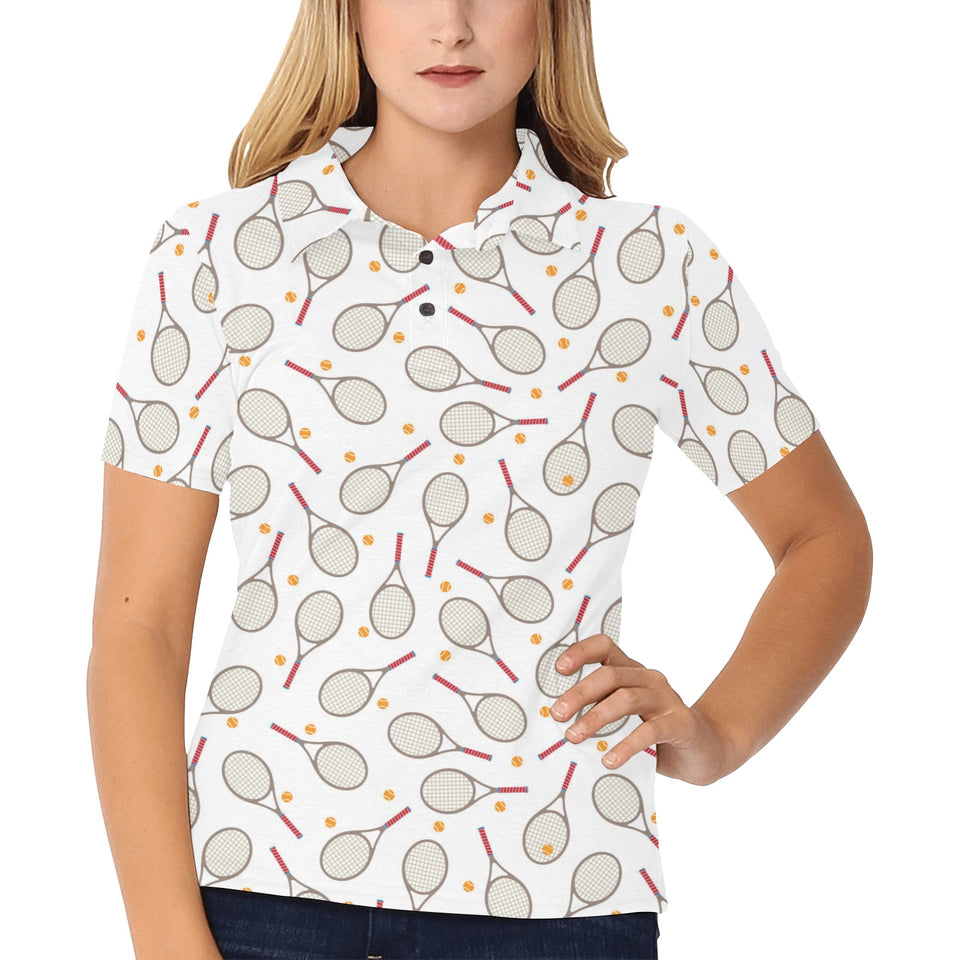 Tennis Pattern Print Design 04 Women's All Over Print Polo Shirt