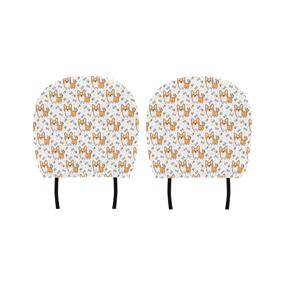 Cute corgi heart star bone pattern Car Headrest Cover