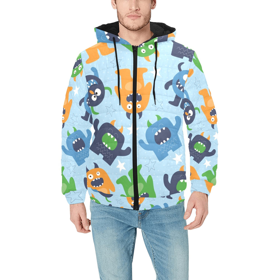 Alien Pattern Print Design 04 Men's Padded Hooded Jacket