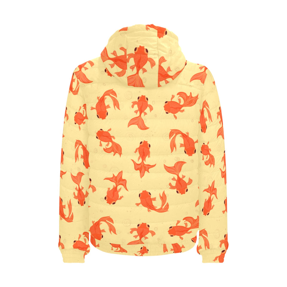 Goldfish Pattern Print Design 02 Men's Padded Hooded Jacket