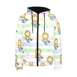 Cute hand drawn mermaid Men's Padded Hooded Jacket