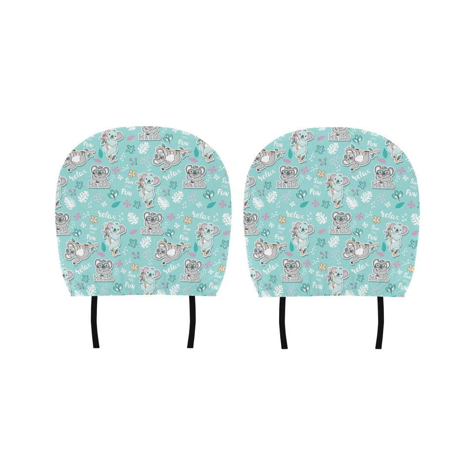 Cute koalas blue background pattern Car Headrest Cover