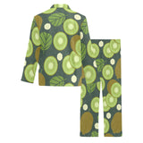 Whole sliced kiwi leave and flower Men's Long Pajama Set