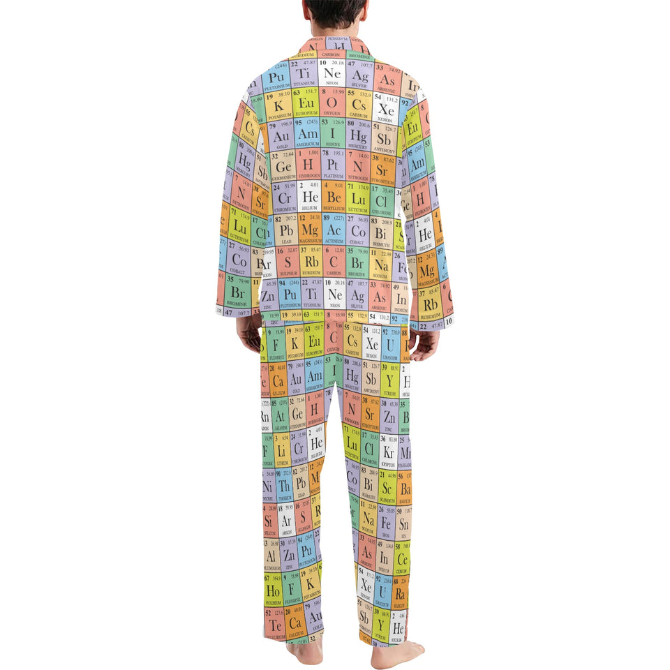 Chemistry Periodic Table Pattern Print Design 01 Men's Long Pajama Set