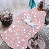 coral white heart pattern Blanket Robe with Sleeves