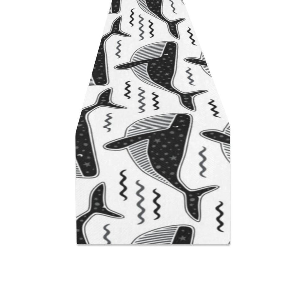 Black whale pattern Table Runner