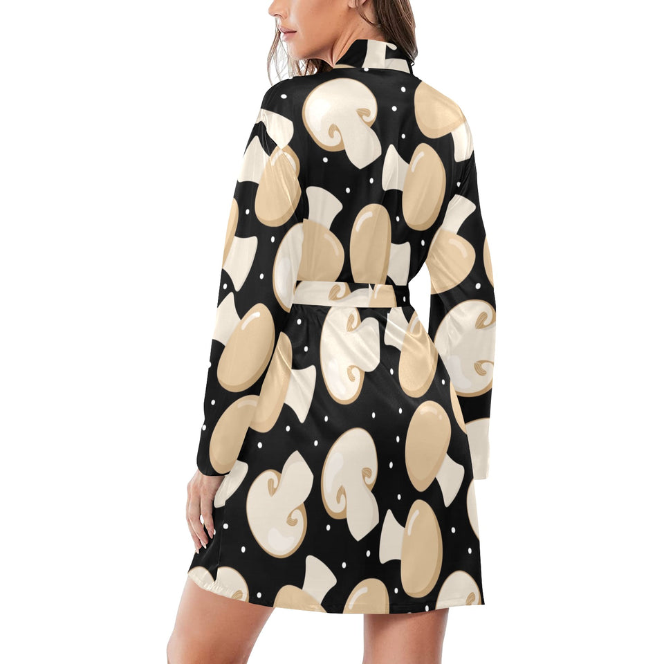 Champignon mushroom pattern Women's Long Sleeve Belted Night Robe