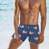 Cute sea lion seal christmas hat candy cane heart Men's Swimming Trunks