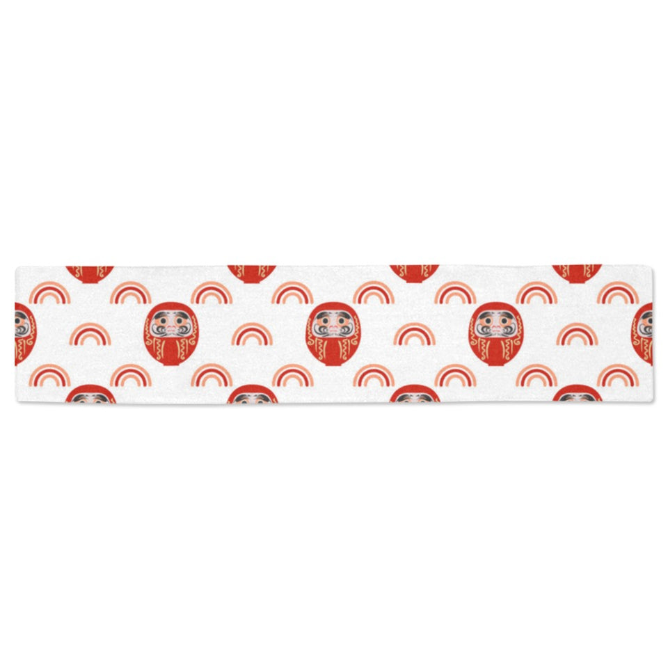 Daruma japanese wooden doll design pattern Table Runner